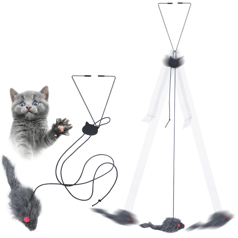 Interactive Cat Toy – Ratón colgante con clip