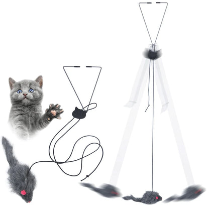 Interactive Cat Toy – Ratón colgante con clip