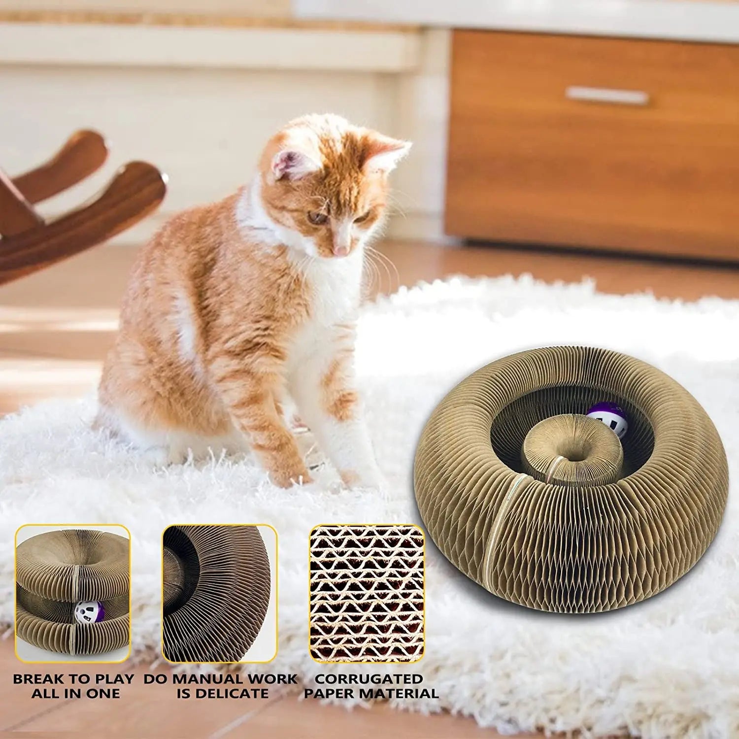 Magic Cat Scratch Organ Board Cat Toy with Ball 
