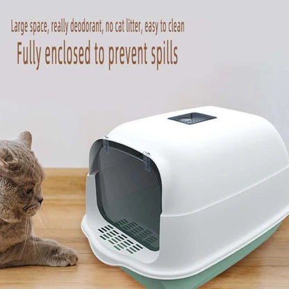 Pet Litter Box – Arenero cerrado anti-derrames y desodorizante